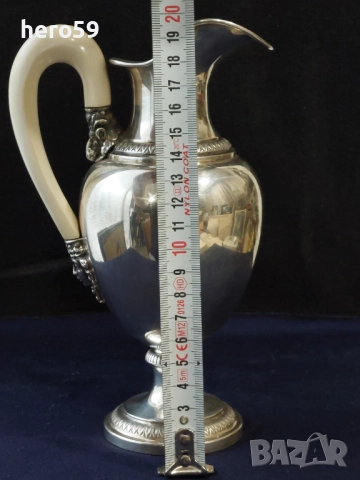 Сребърна кана с дръжка от слонова кост, сребро 800,вместимост 500мл.сребърна чаша, снимка 4 - Аксесоари за кухня - 51563660