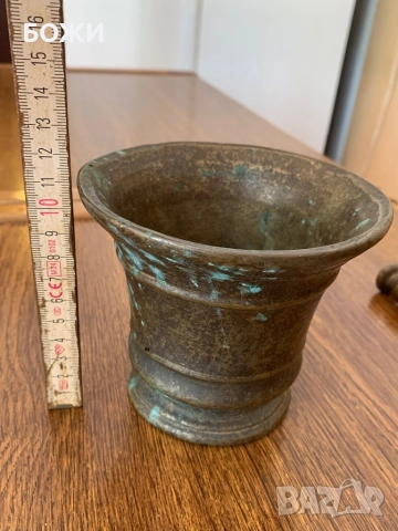 Антикварно бронзово хаванче с пестик – ретро бижу, снимка 4 - Антикварни и старинни предмети - 51865835