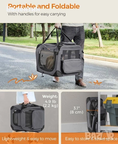 Транспортна чанта за кучета и котки Songmics Canvas, снимка 3 - За кучета - 51879642