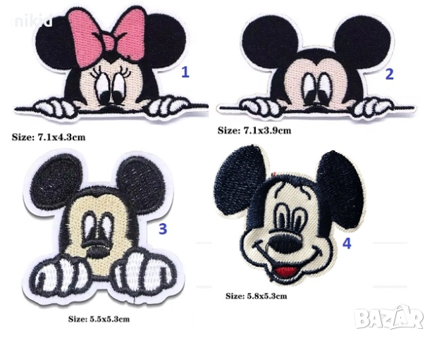 Мики Мини Маус емблема апликация за дреха дрехи самозалепваща се щампа нашивка