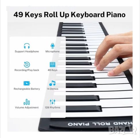 Сгъваемо силиконово пиано с 49 клавиша, снимка 4 - Пиана - 46022771