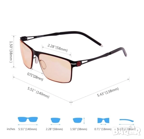 Маркови очила за компютър GAMEKING Ultra 2086 Premium, Против Синя Светлина, UV400 защита, снимка 5 - Слънчеви и диоптрични очила - 51626991