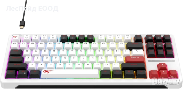 Havit KB902L механична геймърска клавиатура нова с USB-C и RGB осветление, снимка 2 - Клавиатури и мишки - 54252682