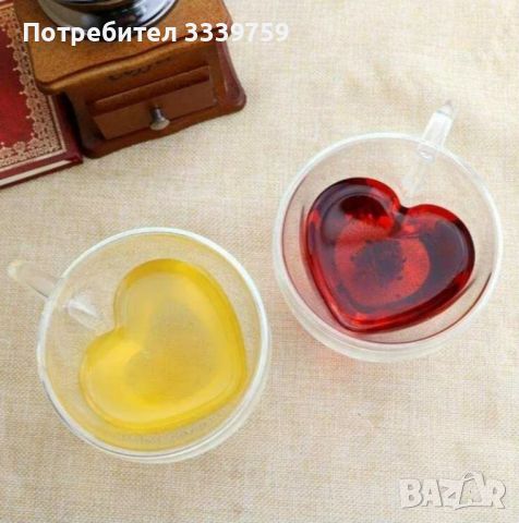 Двустенна стъклена термо чаша във формата на сърце., снимка 4 - Чаши - 45934169