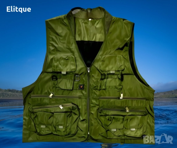 Рибарска жилетка в зелено, размери 2XL/3XL, с много джобове, снимка 2 - Други стоки за дома - 52852546