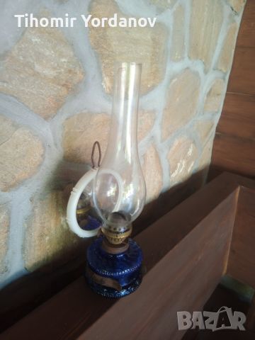 Газена лампа ( синьо стъкло)., снимка 5 - Антикварни и старинни предмети - 46404039