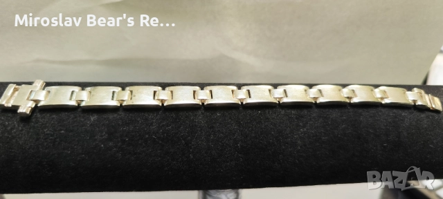 Масивна сребърна гривна с плочки , 19см , печати . , снимка 3 - Гривни - 52178694