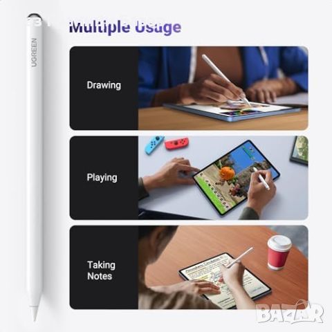 Нов Магнитен UGREEN iPad Стилус - Без забавяне, 12ч Работа Писалка за таблет, снимка 7 - Друга електроника - 46436013