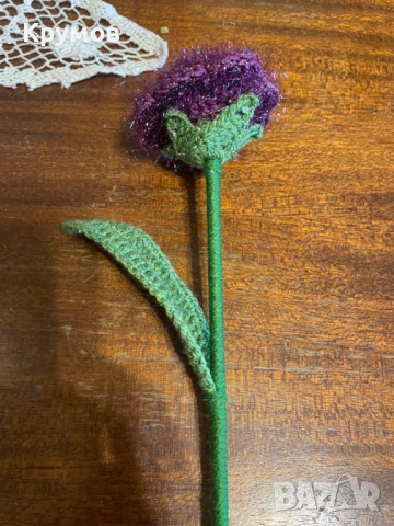 Плетени цветя на мама ръчно на 1 кука роза лилиум лале, снимка 10 - Декорация за дома - 53311221