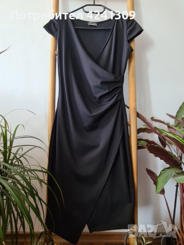 Елегантна черна рокля Ivet, еластична, размер М