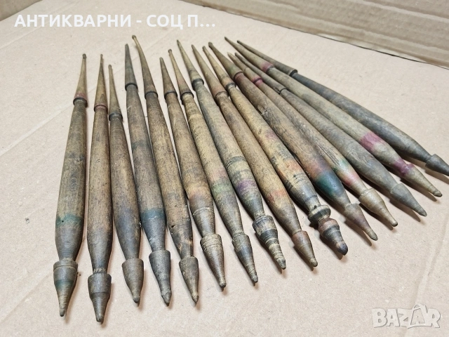 Комплект Стари Ръчно Изработени Дървени Вретена За Прежда / 15 Броя. / НОМЕР 1599., снимка 4 - Антикварни и старинни предмети - 53670140