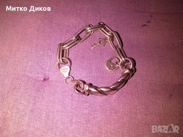 Сребърна гривна верижка за ръка нова проба 925 катинарче ключ 19.18грама, снимка 4 - Гривни - 52708377
