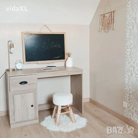 vidaXL Бюро с чекмедже, сонома дъб, 115x50x75 см, инженерно дърво(SKU:816475, снимка 1 - Бюра - 46279194