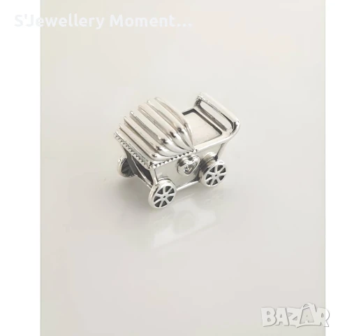 Сребърен талисман за гривни Пандора Baby Pram, снимка 2 - Гривни - 50795676