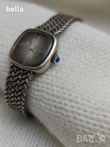 BAUME & MERCIER-Сребърен дамски часовник,сребърна верижка с интересна масивна плетка 800 проба, снимка 2 - Антикварни и старинни предмети - 53148330