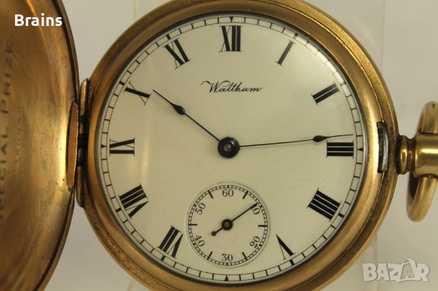 1912 Америкаснки Джобен Часовник WALTHAM Дебела Позлата, снимка 2 - Антикварни и старинни предмети - 45367425
