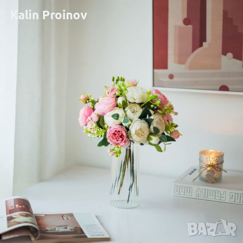 Аранжировка цветя изкуствени  букет за украса сватба кръщене , снимка 5 - Декорация за дома - 46399472