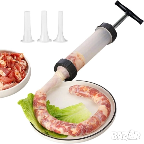 Ръчна пълначка за месо и кайма | Шприц за пълнене на луканки