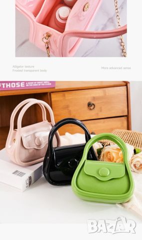 Симпатична и компактна Фешън дамска чанта с къса и дълга дръжка синджир, снимка 8 - Чанти - 46418837