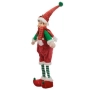 Коледна фигура на елф с червен кадифен гащеризон, зелена блуза, 60см, снимка 2