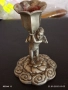 Стар метален свещник с Ангел много красив инкрустиран за КОЛЕКЦИЯ ДЕКОРАЦИЯ 50608, снимка 5