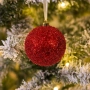 Коледна топка червена с тънсел Ø12 см_1254106, снимка 2
