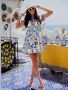 Лятна рокля с италиански десен на лимони, снимка 1 - Рокли - 46048755