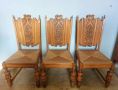 6 броя трапезни столове от дъбов масив с ратанови седалки, снимка 1