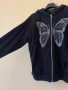 Черен анурак с пеперуда от сребърни камъчета и качулка С размер 100% памук 🖤, снимка 5