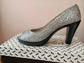 Нови! №39 Сребристи Обувки на ток , снимка 2