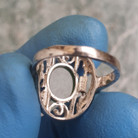 Сребърен пръстен с Нефрит, снимка 4 - Пръстени - 44952449
