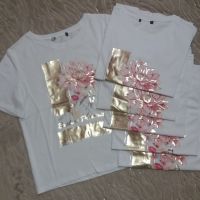 УНИКАЛНА блуза с розово-златиста щампа, снимка 1 - Тениски - 45367308