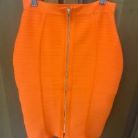 Оранжева рипсена пола с цип, снимка 2 - Поли - 45496907