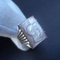 Сребърен мъжки аристократичен пръстен в изящен античен стил с гема, снимка 1 - Пръстени - 45715519