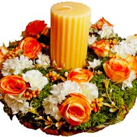 Свещник за маса с пролетни цветя - 30 см, снимка 2 - Декорация за дома - 45493961