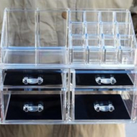 Функционален прозрачен органайзер за гримове в две части Размер: 24 см * 15 см * 18,5 см., снимка 1 - Други - 44959890