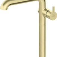 Златен висок стоящ смесител за мивка за Баня модел Silia Brushed Gold Side L, снимка 1 - Смесители - 45318239