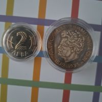 продавам сребърна монета 5лв.Александър Ст.и 2лв.2018г.ЕС, снимка 1 - Нумизматика и бонистика - 45465492