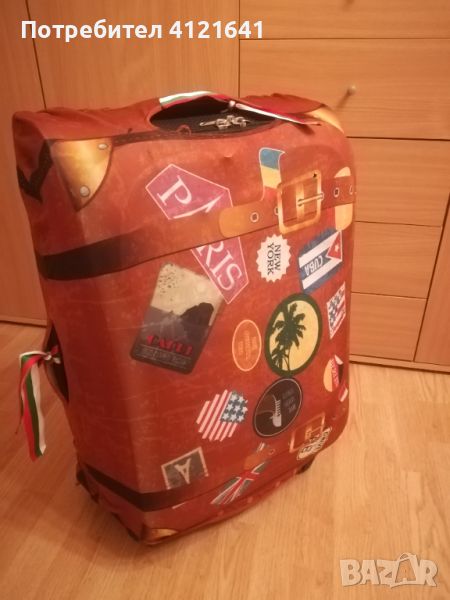 Куфар нов, размер L, 4 колелца, с калъф, снимка 1