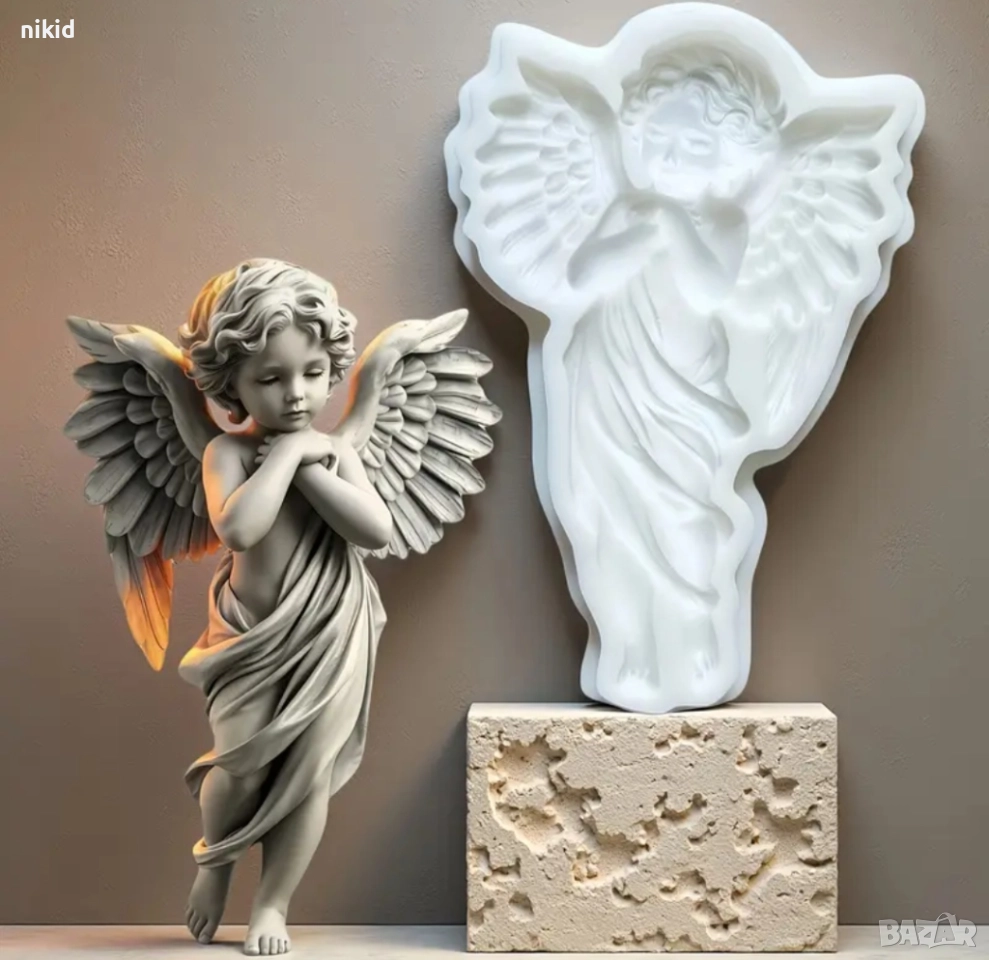 Дете момче ангел с дреха силиконов молд форма фондан декор украса , снимка 1