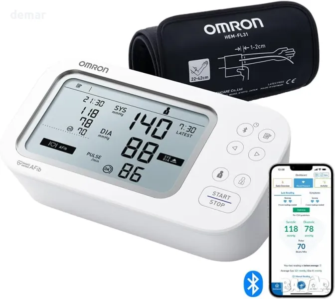 OMRON X7 Smart AFib Апарат за кръвно налягане (22-42 см), снимка 1