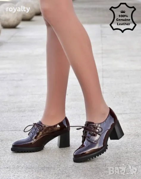 Обувки на ток - Естествен Лак, снимка 1