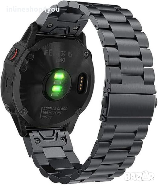 Метална Стоманена Верижка за Garmin Fenix 8 | 7X | 6X | 5X Pro Solar Sapphire, снимка 1