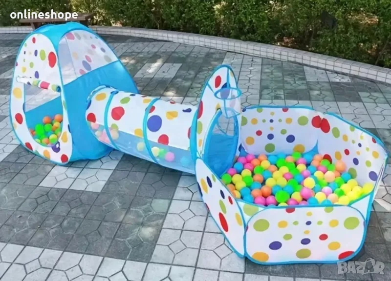 Игрална палатка 3 в 1 с тунел за деца + чанта за съхранение, снимка 1
