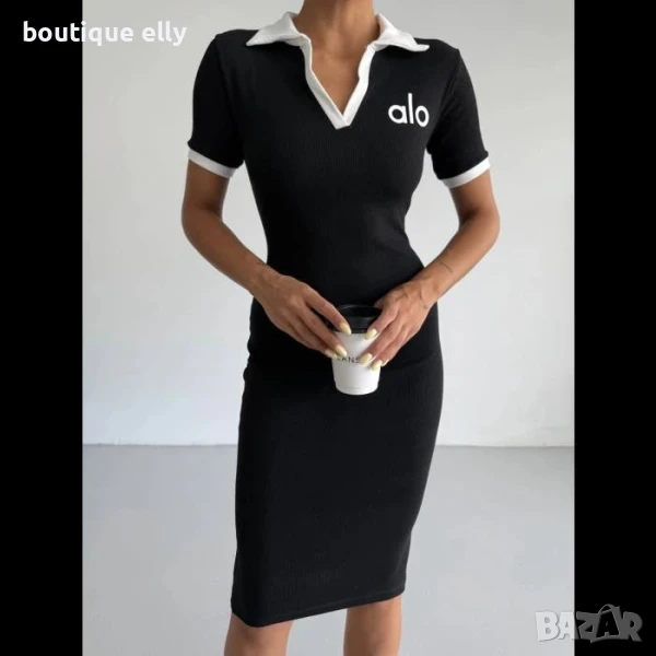 рипс рокля Alо - черна и розова, снимка 1