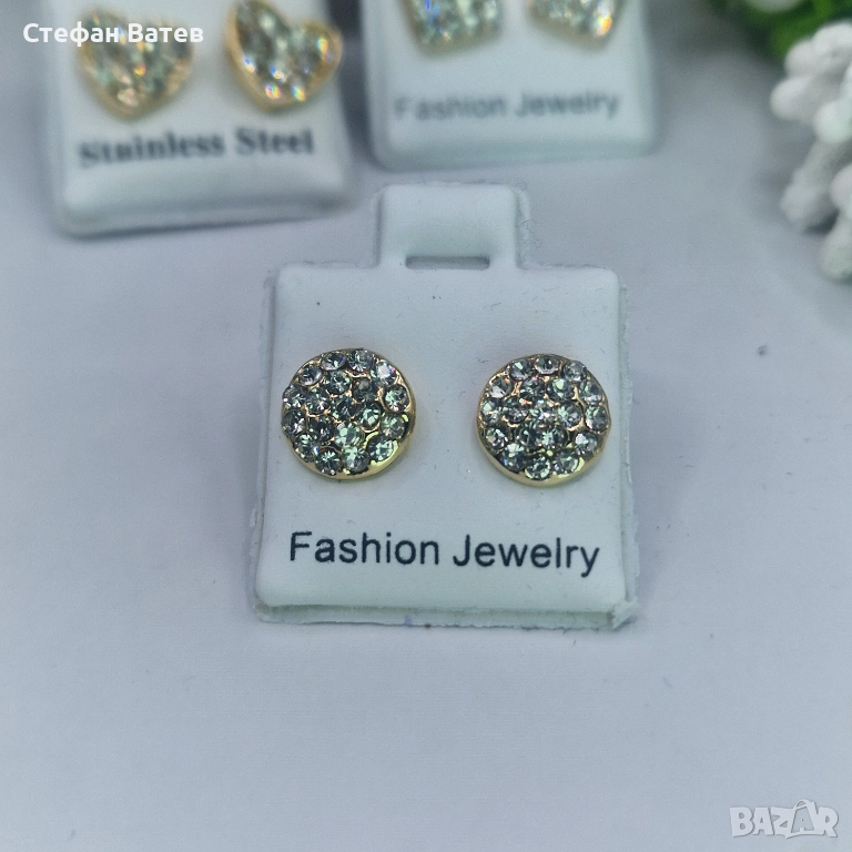 Обици „Crystal Spark Mini“ – медицинска стомана, снимка 1