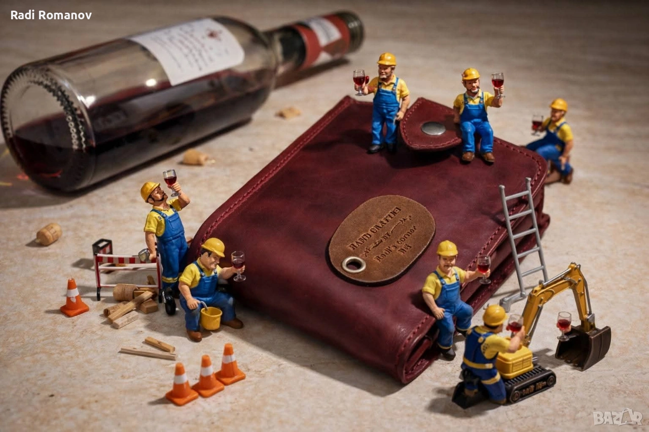 Ръчно изработен мъжки кожен портфейл , снимка 1