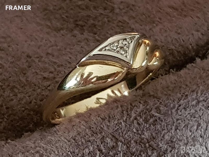 Стилен пръстен ЗЛАТЕН 14 карата диаманти БРИЛЯНТИ злато, снимка 1