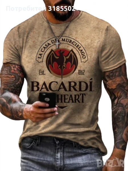 Мъжка тениска с графика на прилеп,3D щампа,кръгло деколте и къси ръкави за лятото, снимка 1