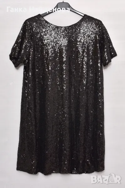 Малка дамска черна рокля, цялата от паети, снимка 1